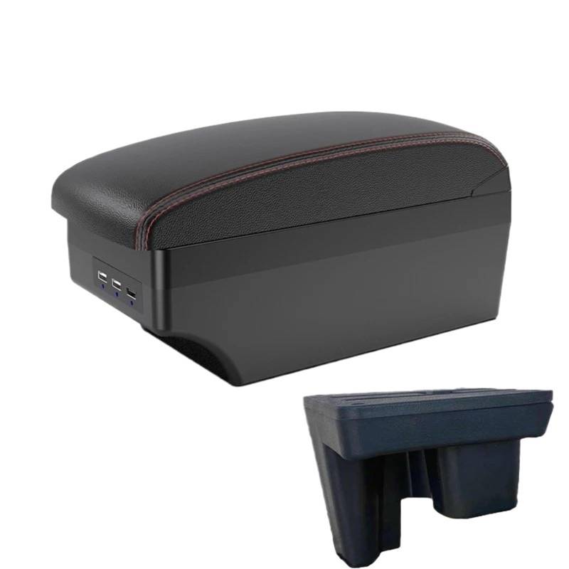 Armlehnenbox Für Toyota Für Hilux Für Armlehnenbox Nachrüstung Innenteile Auto Armlehne Aufbewahrungsbox Autozubehör Mit USB Und Getränkehalter Mittelarmlehne(A1 red line 7 USB) von TjOta