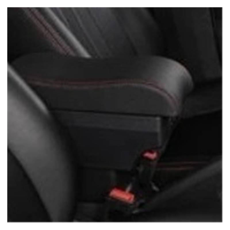 Armlehnenbox Für VW Für Caddy 5 2024 Zentrale Inhalt Shop Fall Konsole Lagerung Ellenbogen Unterstützung Rest Für Armlehne Box Mittelarmlehne(C-Black red line) von TjOta