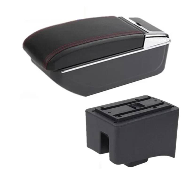 Armlehnenbox Für VW Für Polo Für AMEO 2009-2020 V Für Vivo Autoarmlehne Zentrale Aufbewahrungsbox Mit USB-Autozubehör Armlehnenbox Mittelarmlehne(B red line NO USB) von TjOta