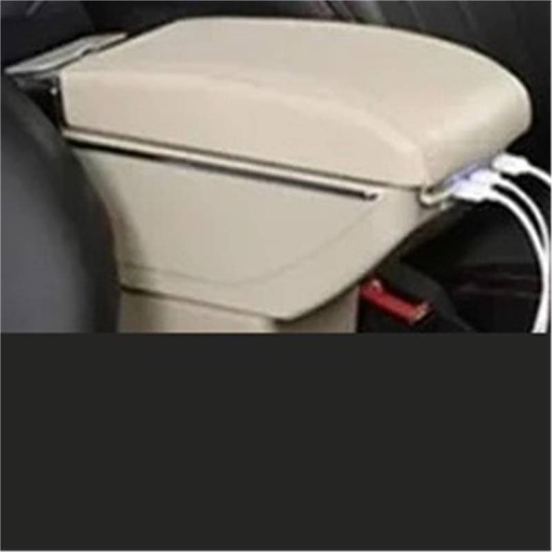 Armlehnenbox Für VW Für Polo Für AMEO 2009-2020 V Für Vivo Autoarmlehne Zentrale Aufbewahrungsbox Mit USB-Autozubehör Armlehnenbox Mittelarmlehne(C Beige 7USB) von TjOta
