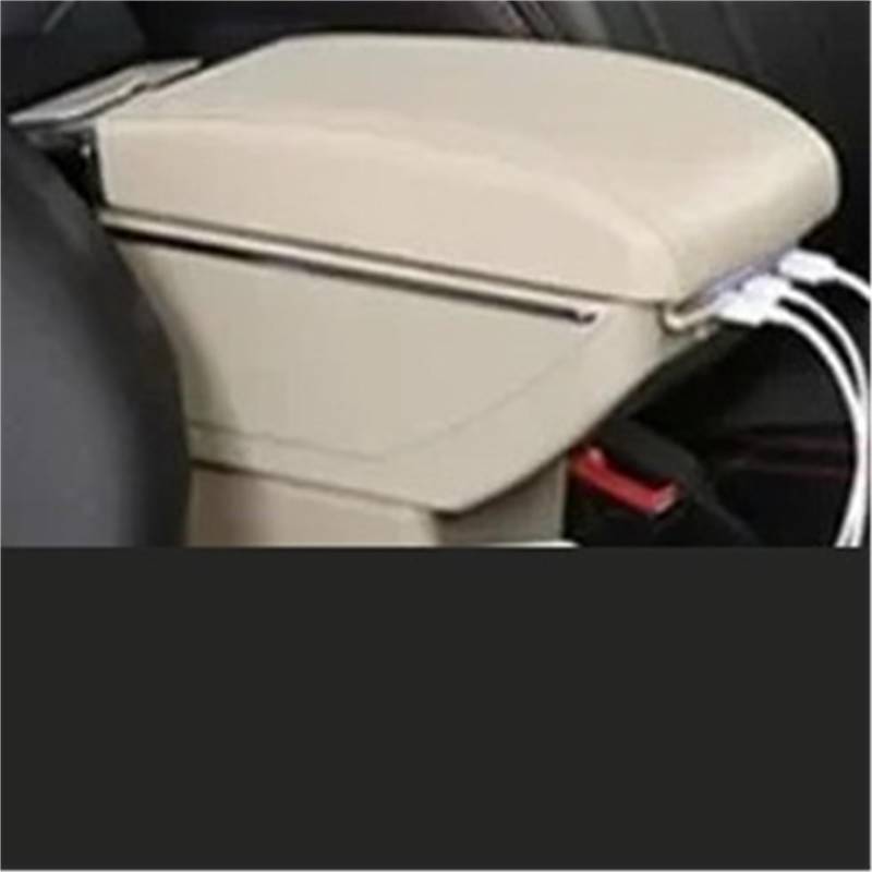 Armlehnenbox Für VW Für Polo Für AMEO 2009-2020 V Für Vivo Autoarmlehne Zentrale Aufbewahrungsbox Mit USB-Autozubehör Armlehnenbox Mittelarmlehne(D Beige 7USB) von TjOta