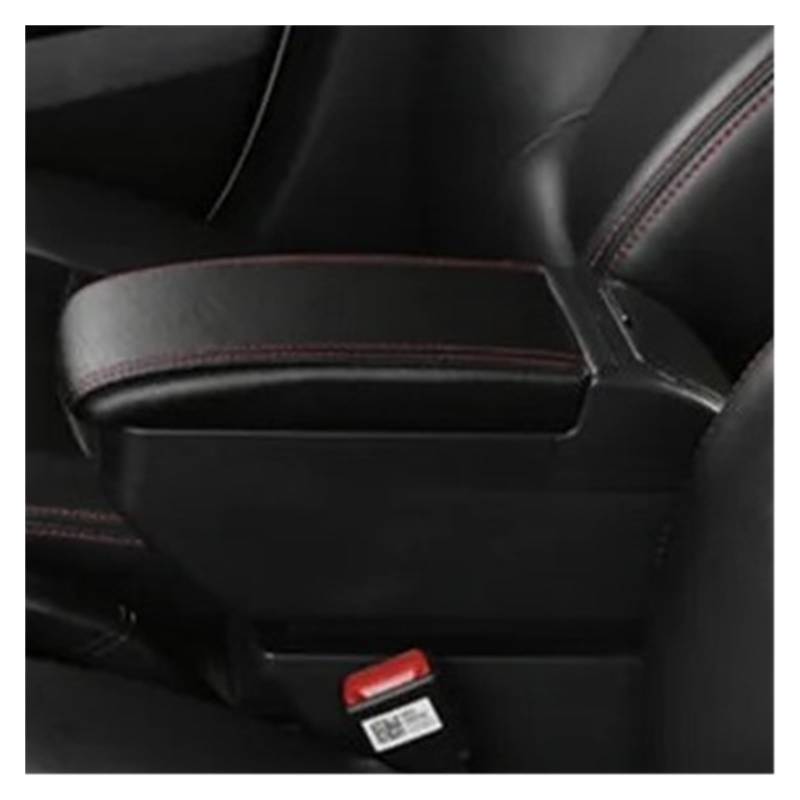 Armlehnenbox Für VW Für Polo Mk5 6R Für Vento 2010-2018 Autoarmlehnenbox Innenteile Aufbewahrungsbox Autozubehör Armlehne Mittelarmlehne(F Black Red No USB) von TjOta