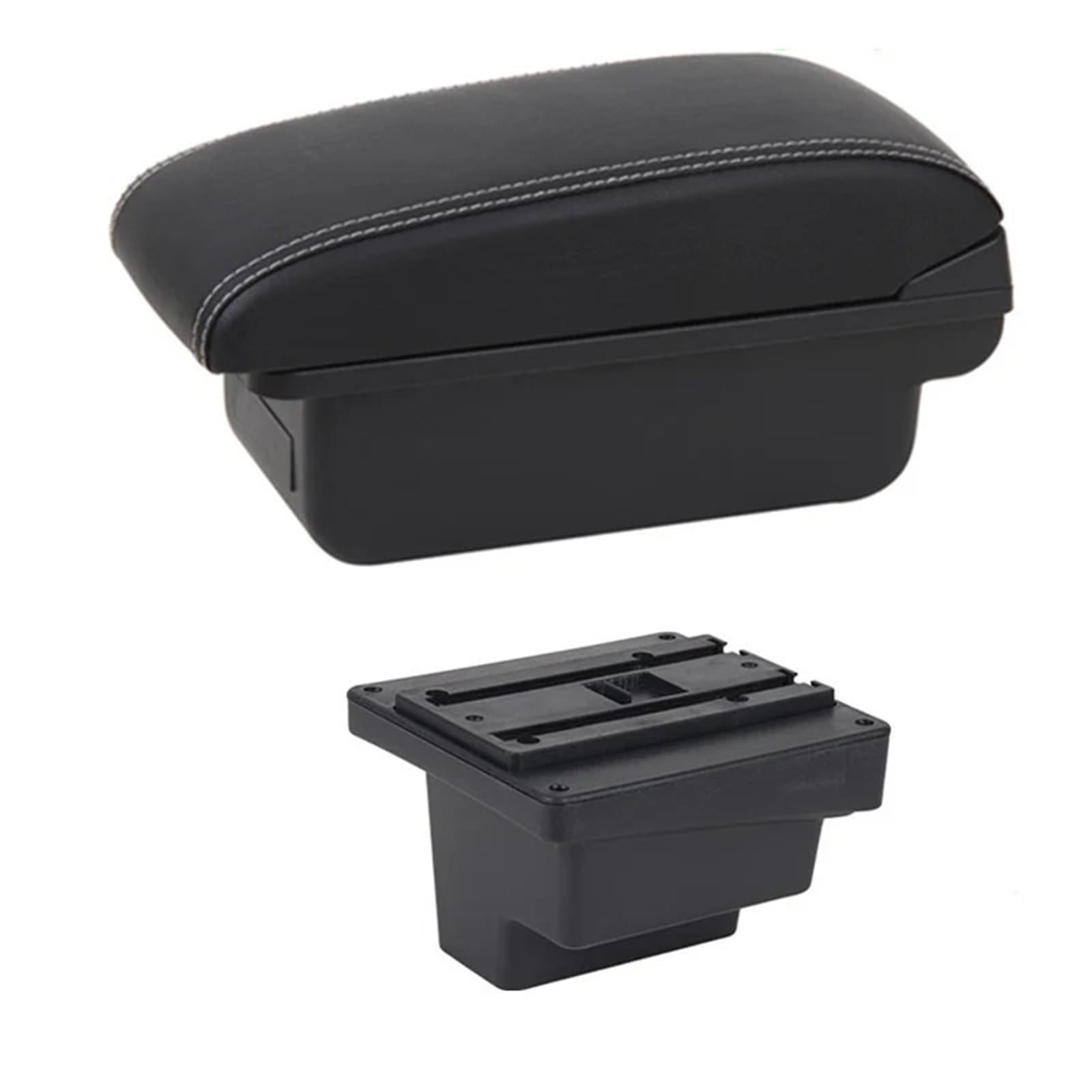 Armlehnenbox Für VW Für Tiguan Leder Armlehne Mittelkonsole Aufbewahrung USB Autozubehör Armlehnenbox Mittelarmlehne(B1 White Line) von TjOta