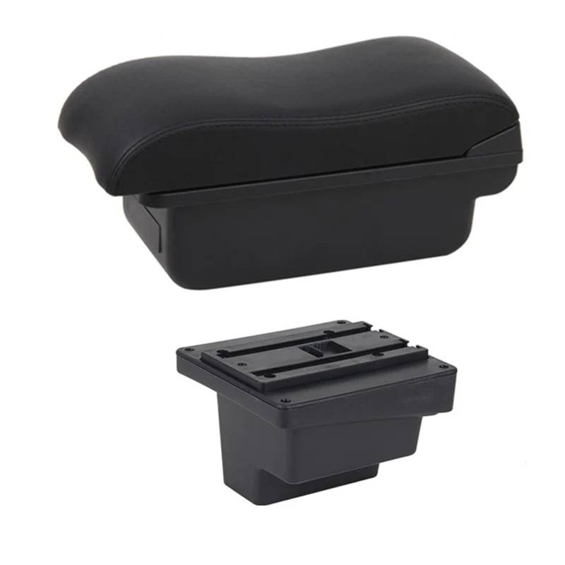 Armlehnenbox Für VW Für Tiguan Leder Armlehne Mittelkonsole Aufbewahrung USB Autozubehör Armlehnenbox Mittelarmlehne(B2 Black Line) von TjOta