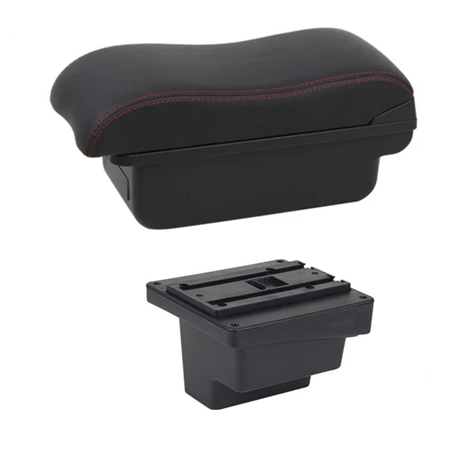 Armlehnenbox Für VW Für Tiguan Leder Armlehne Mittelkonsole Aufbewahrung USB Autozubehör Armlehnenbox Mittelarmlehne(B2 Red Line) von TjOta