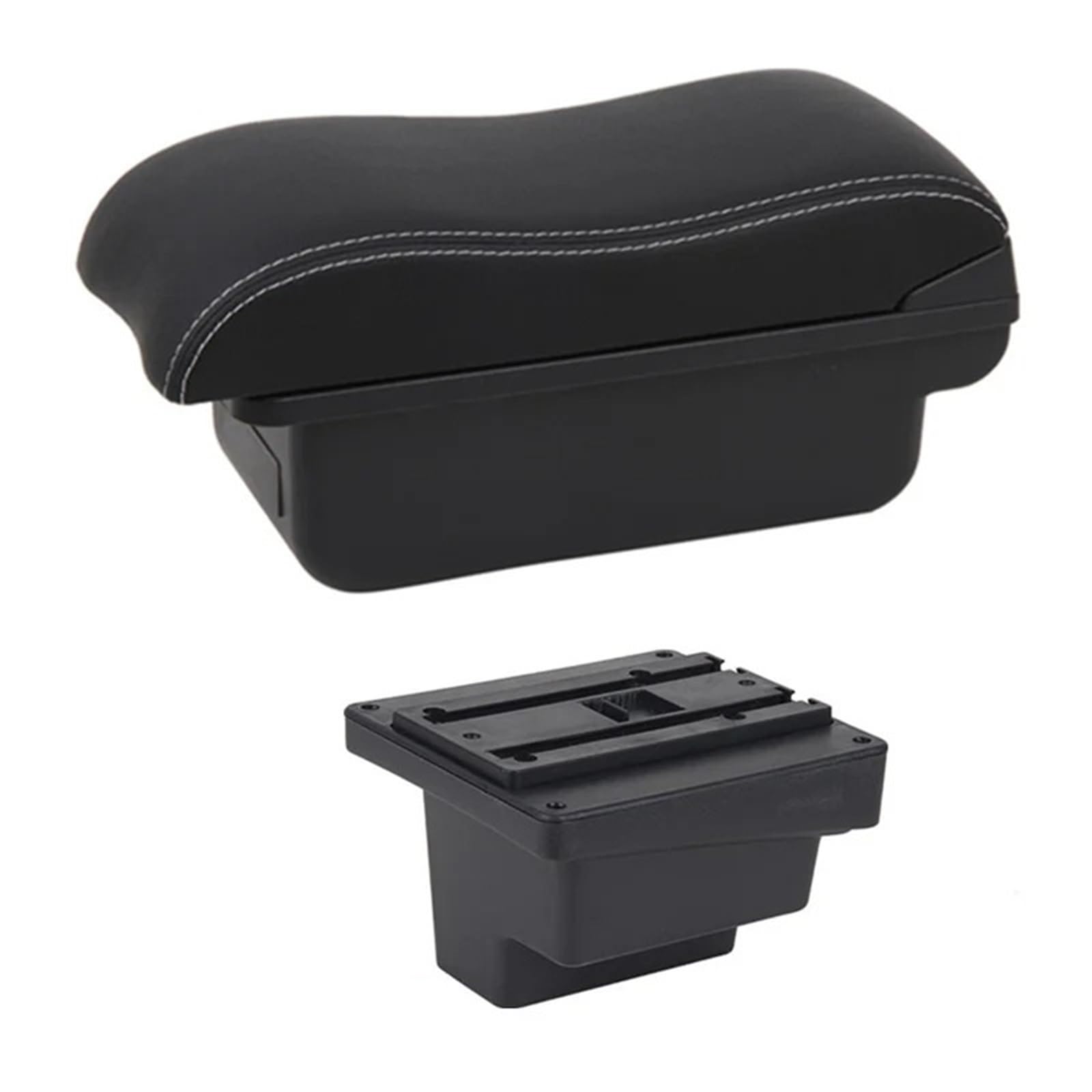 Armlehnenbox Für VW Für Tiguan Leder Armlehne Mittelkonsole Aufbewahrung USB Autozubehör Armlehnenbox Mittelarmlehne(B2 White Line) von TjOta