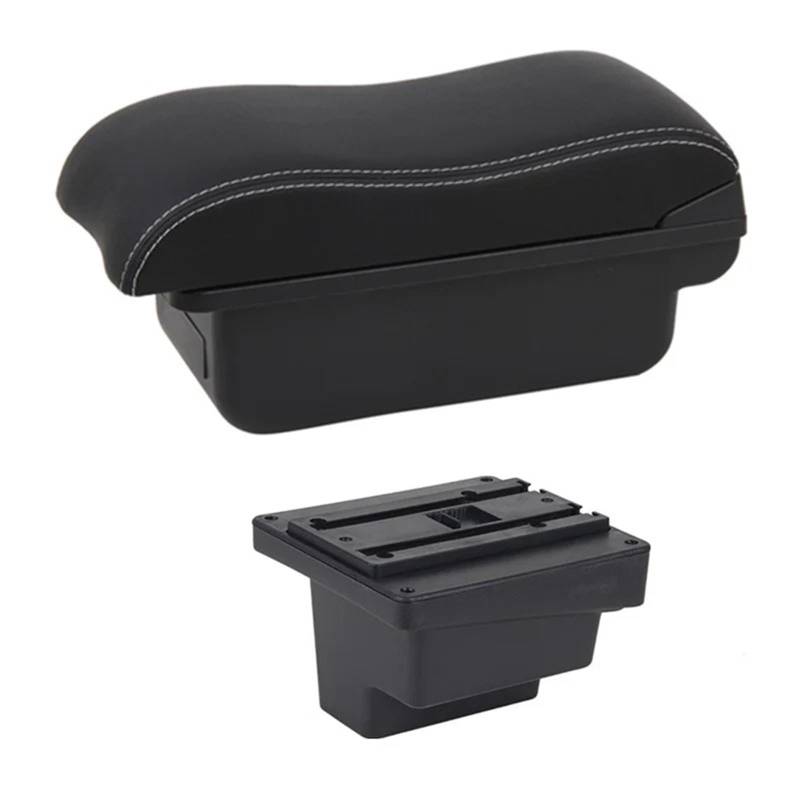 Armlehnenbox Für VW Für Tiguan Leder Armlehne Mittelkonsole Aufbewahrung USB Autozubehör Armlehnenbox Mittelarmlehne(B2 White Line) von TjOta