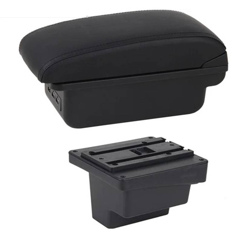 Armlehnenbox Für VW Für Tiguan Leder Armlehne Mittelkonsole Aufbewahrung USB Autozubehör Armlehnenbox Mittelarmlehne(C1 Black Line) von TjOta
