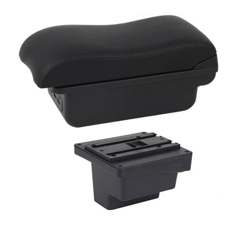 Armlehnenbox Für VW Für Tiguan Leder Armlehne Mittelkonsole Aufbewahrung USB Autozubehör Armlehnenbox Mittelarmlehne(C2 Black Line) von TjOta
