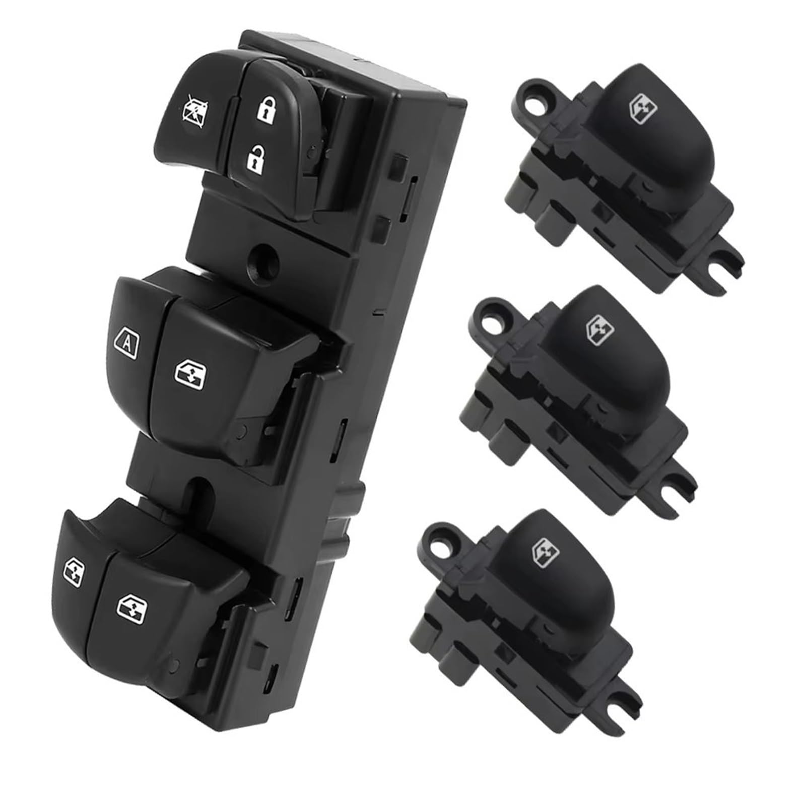Auto Fenster Schalter Fensterheberschalter, Glasheber-Bedienknopf 25401-1KA0B Autozubehör Für Nissan Für Tiida Für Altima Für Sylphy Für X-Trail Für Qashqai(Set B(4 Piece)) von Tjxtixle