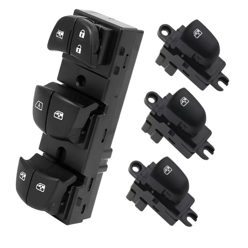 Auto Fenster Schalter Fensterheberschalter, Glasheber-Bedienknopf 25401-1KA0B Autozubehör Für Nissan Für Tiida Für Altima Für Sylphy Für X-Trail Für Qashqai(Set B(4 Piece)) von Tjxtixle