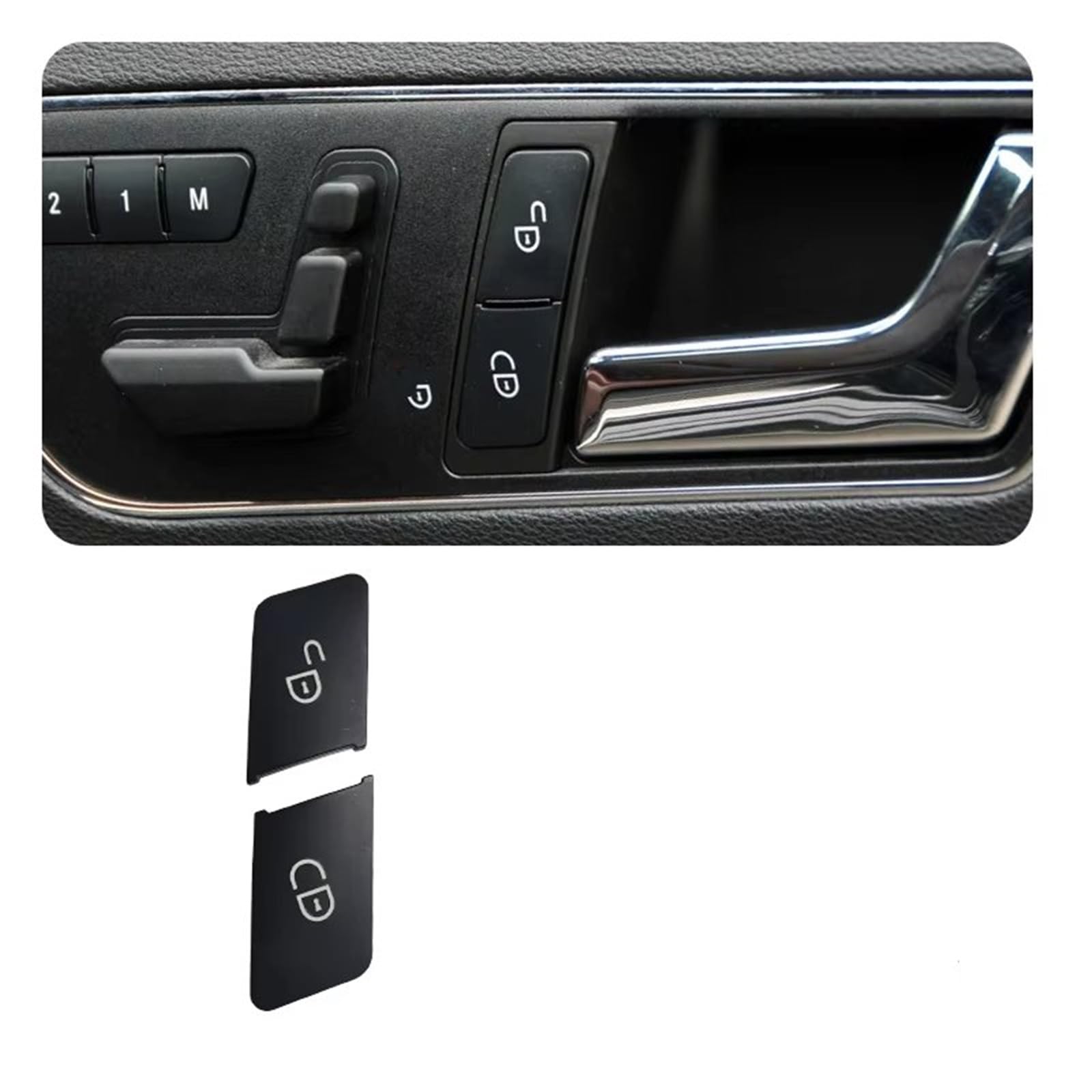 Auto Fenster Schalter Glasfensterschalterknopf Autotürschloss Entriegelungsschalterkappen 2049055402 Für Benz Für W204 W212 W246 Für C117 E Für GLK Für CLA-Klasse(Left Lock Button) von Tjxtixle