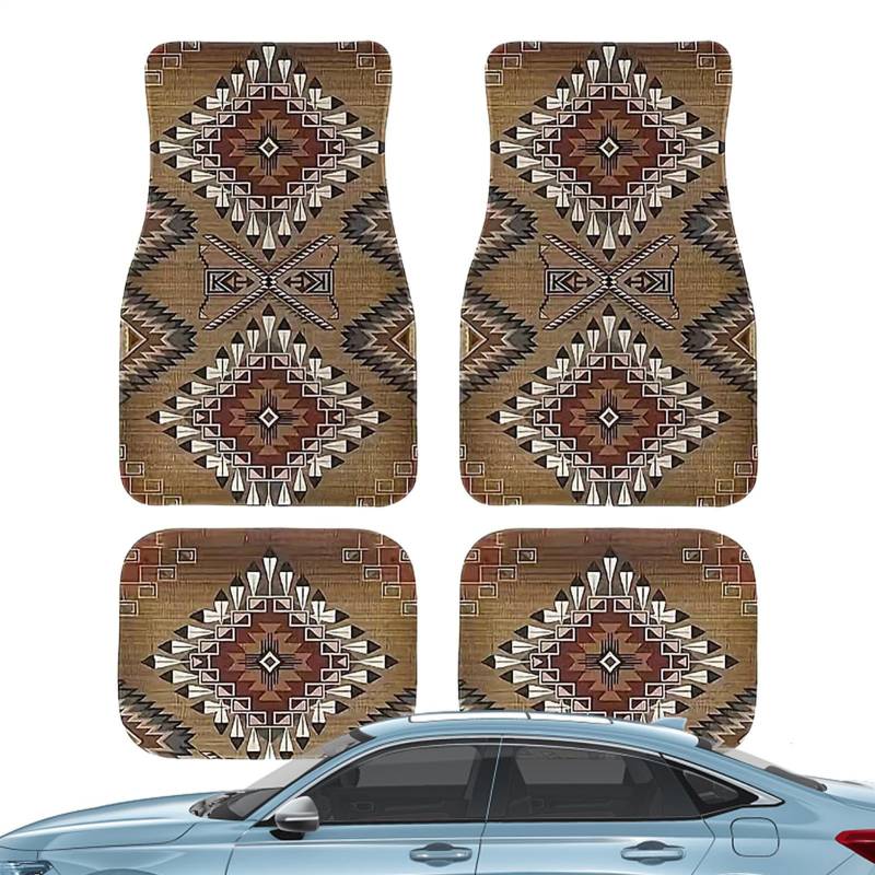 Autoteppich | Auto-Fußmatten | Vorne Und Hinten Vollständiger Satz | rutschfeste Strapazierfähige Teppiche | Schützende Boho-Retro-Zubehör Für Auto, LKW Und Van von Tktouci