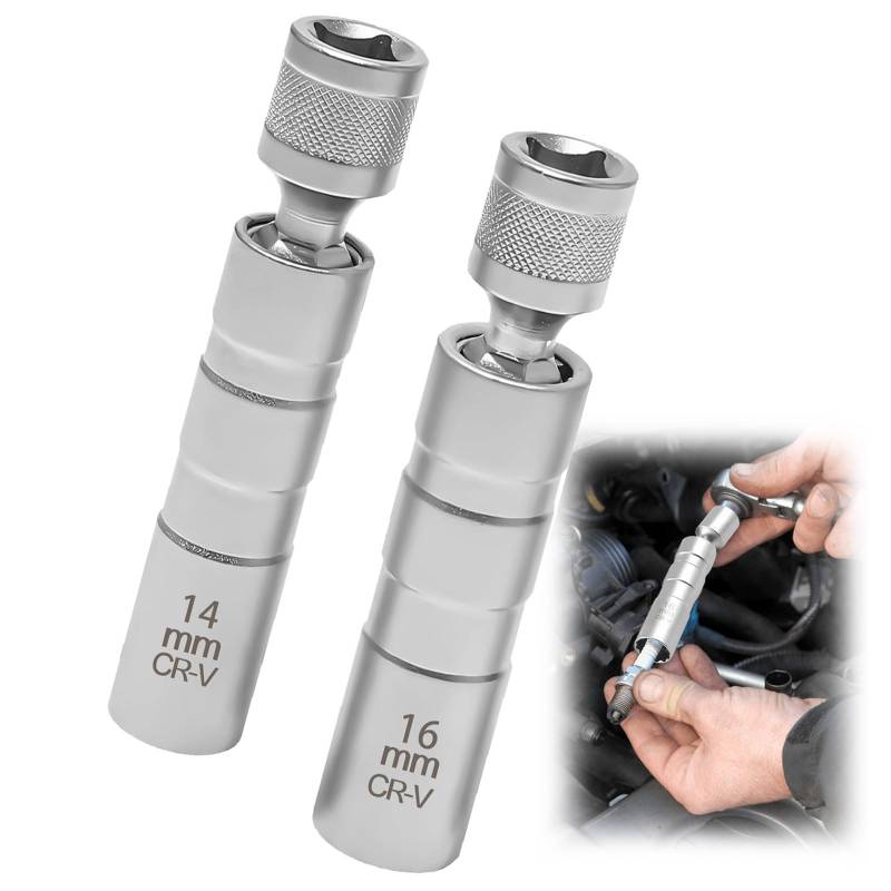 Tkxjry 2 Stück Zündkerzenstecker für die Autoreparatur, kfz Zündkerzenschlüssel, Magnet Zündkerzenschlüssel, Zündkerzensteckdose, Zündkerzensteckdose, Zündkerzenschlüssel 14mm und 16mm von Tkxjry