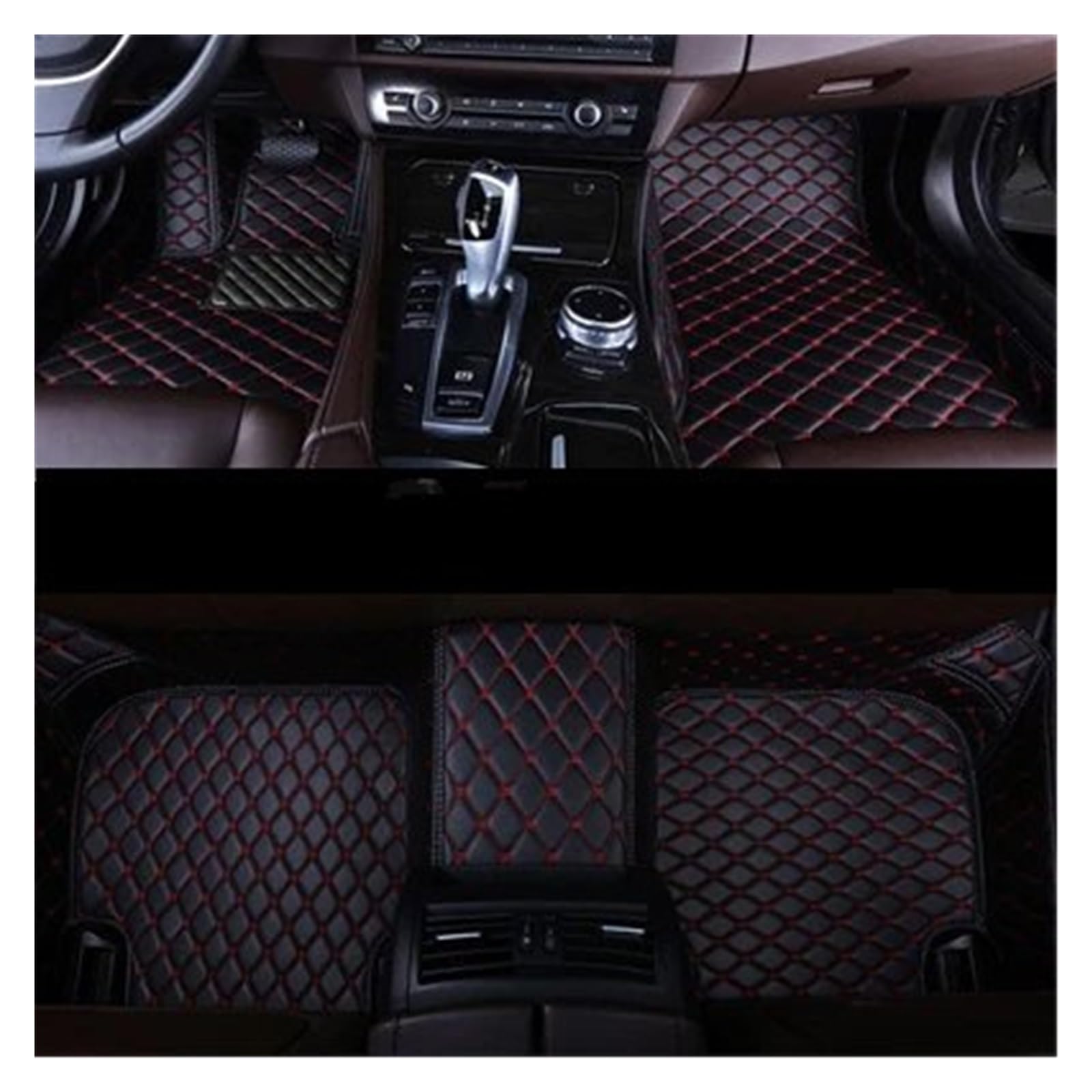 Fussmatten Auto Für Benz W201 W202 W203 W204 W205 Für AMG C43 C63 C160 C180 C200 C220 C300 C350 Auto-Styling-Bodenteppiche Auto-Bodenmatte Autoteppiche(Black and red) von Tkxvcejv