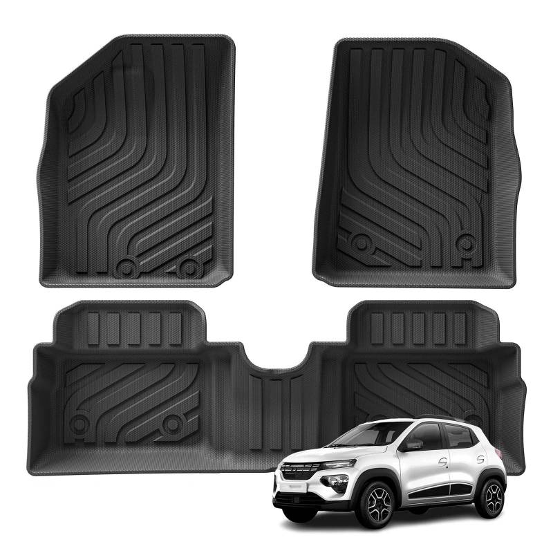 Fussmatten Auto Für Dacia Für Spring EV Auto Fußmatten Kofferraumpolster 3D Fußmatten Set Zubehör Linkslenker Autoteppiche(LHD 3PCS) von Tkxvcejv