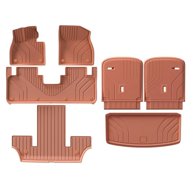Fussmatten Auto Für Lixiang Li L9 3D Auto Fußmatten Kofferraumpolster Fußmatte Geruchlos Tablett Wasserdicht Zubehör Orange Farbe Autoteppiche(LHD 6PCS) von Tkxvcejv