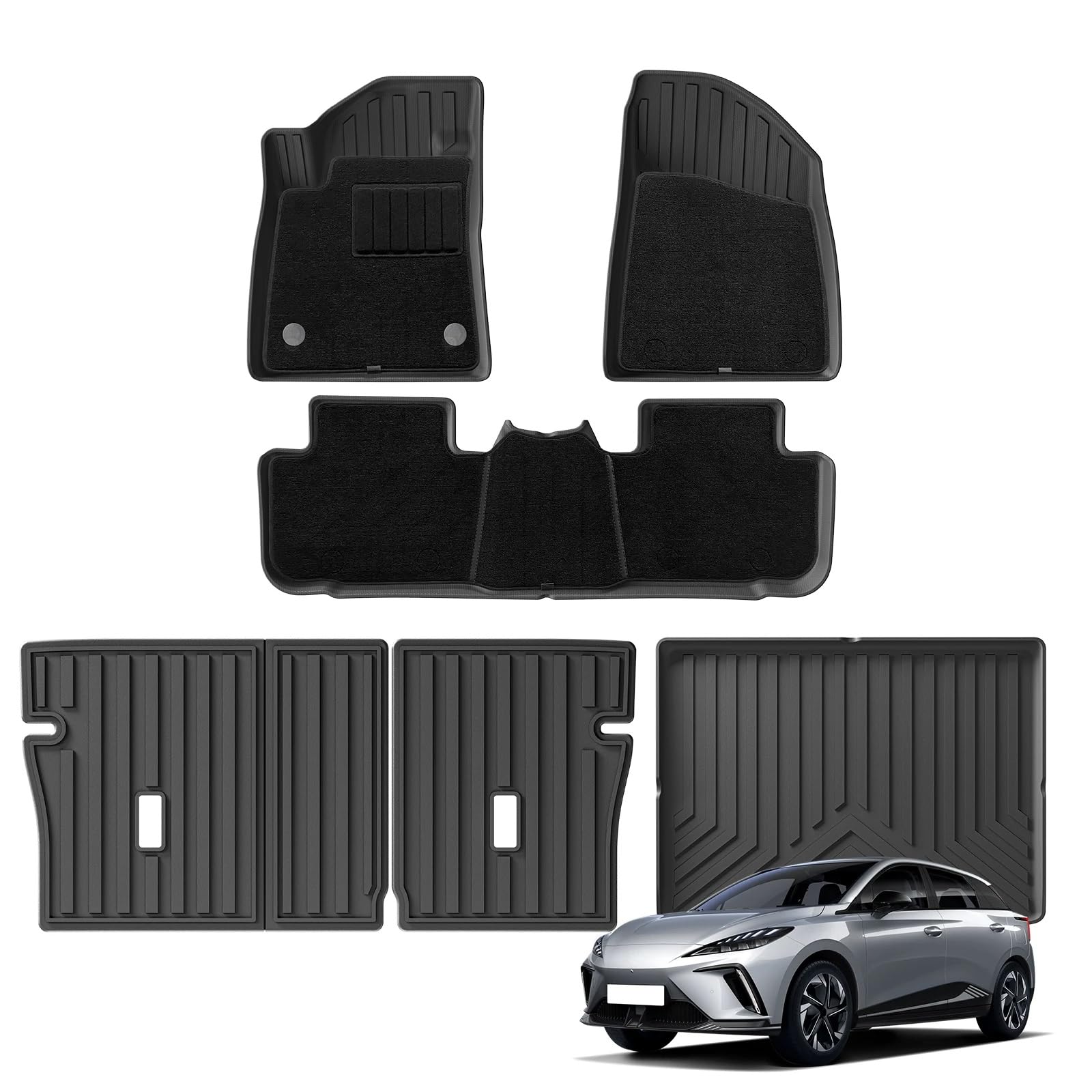 Fussmatten Auto Für MG4 EV 3D Auto Fußmatten Cargo Liner Trunk Pad Schwarz Teppich Fuß Pads Alle Wetter Links Ruder Autoteppiche(FM 9P Carpet) von Tkxvcejv