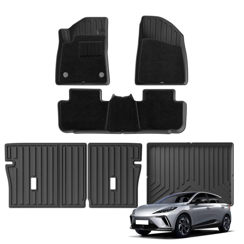 Fussmatten Auto Für MG4 EV 3D Auto Fußmatten Cargo Liner Trunk Pad Schwarz Teppich Fuß Pads Alle Wetter Links Ruder Autoteppiche(FM 9P Carpet) von Tkxvcejv