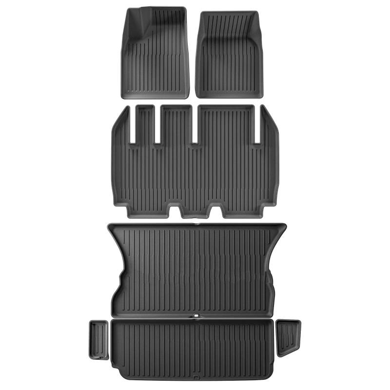 Fussmatten Auto Für Tesla Für Modell X 2024 5/6/7Seat 3D Auto Fußmatten Cargo Liner Trunk Pad Wasserdicht Schützende Linke Ruder Autoteppiche(5seats 7PCS) von Tkxvcejv