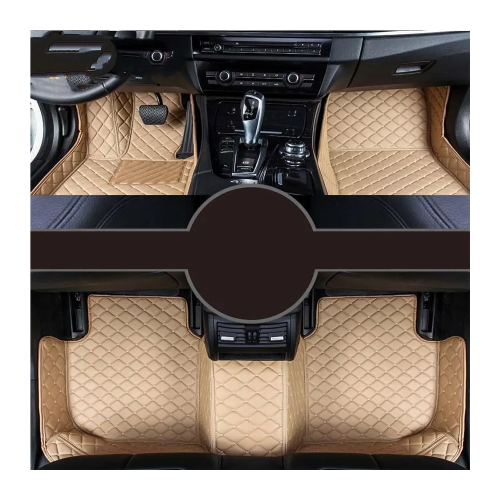 Fussmatten Auto Für Tesla Für Modell X Auto Teppiche Fuß Coche Zubehör Custom Car Fußmatten Autoteppiche(Beige,6Seats Model) von Tkxvcejv