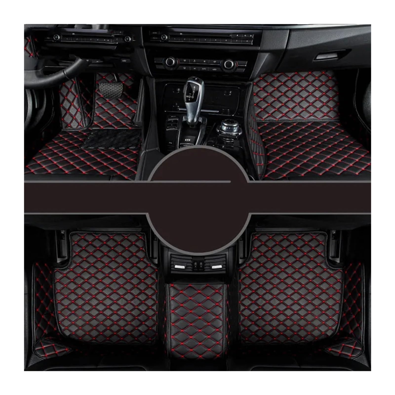 Fussmatten Auto Für Tesla Für Modell X Auto Teppiche Fuß Coche Zubehör Custom Car Fußmatten Autoteppiche(Black Red,5Seats Model) von Tkxvcejv