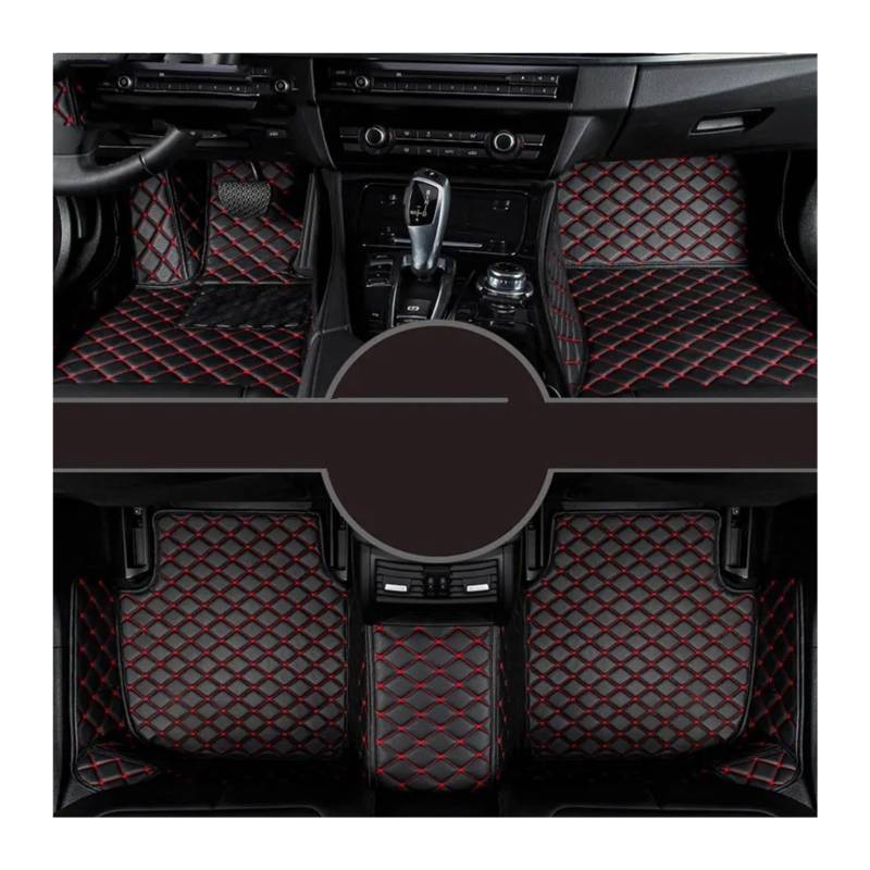 Fussmatten Auto Für Tesla Für Modell X Auto Teppiche Fuß Coche Zubehör Custom Car Fußmatten Autoteppiche(Black Red,5Seats Model) von Tkxvcejv