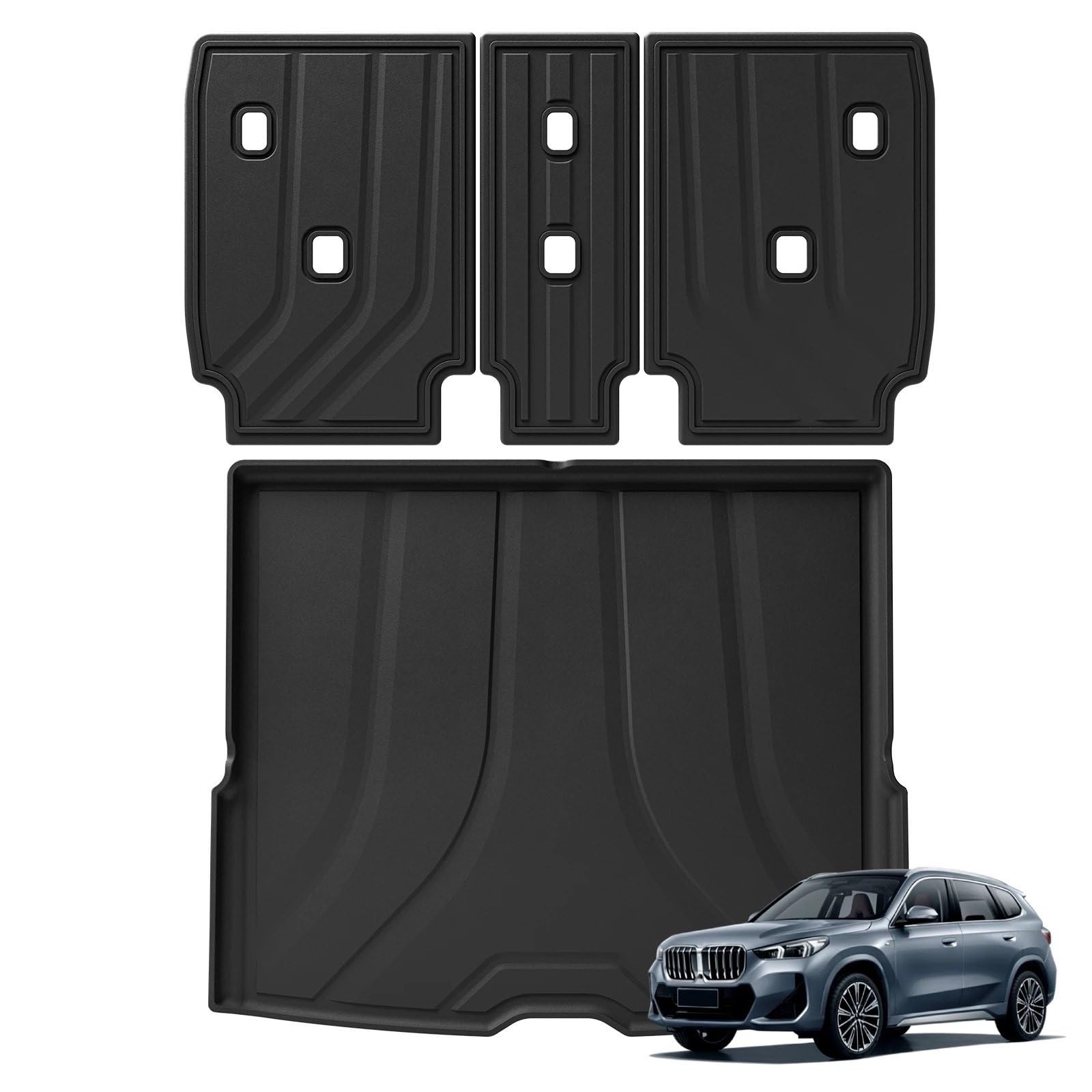 Fussmatten Auto Für X1 2023 2024 3D Auto Fußmatten Kofferraum/Rückenlehne Pad Geruchlos Zubehör Links Hand Fahrer Autoteppiche(Trunk 3PCS) von Tkxvcejv