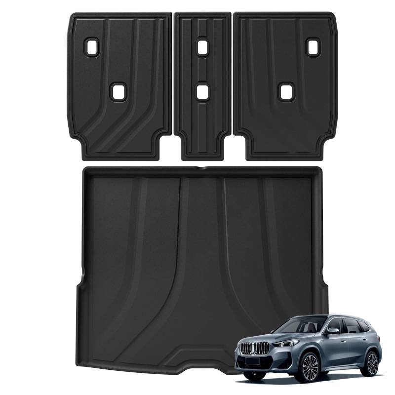Fussmatten Auto Für X1 2023 2024 3D Auto Fußmatten Kofferraum/Rückenlehne Pad Geruchlos Zubehör Links Hand Fahrer Autoteppiche(Trunk 3PCS) von Tkxvcejv