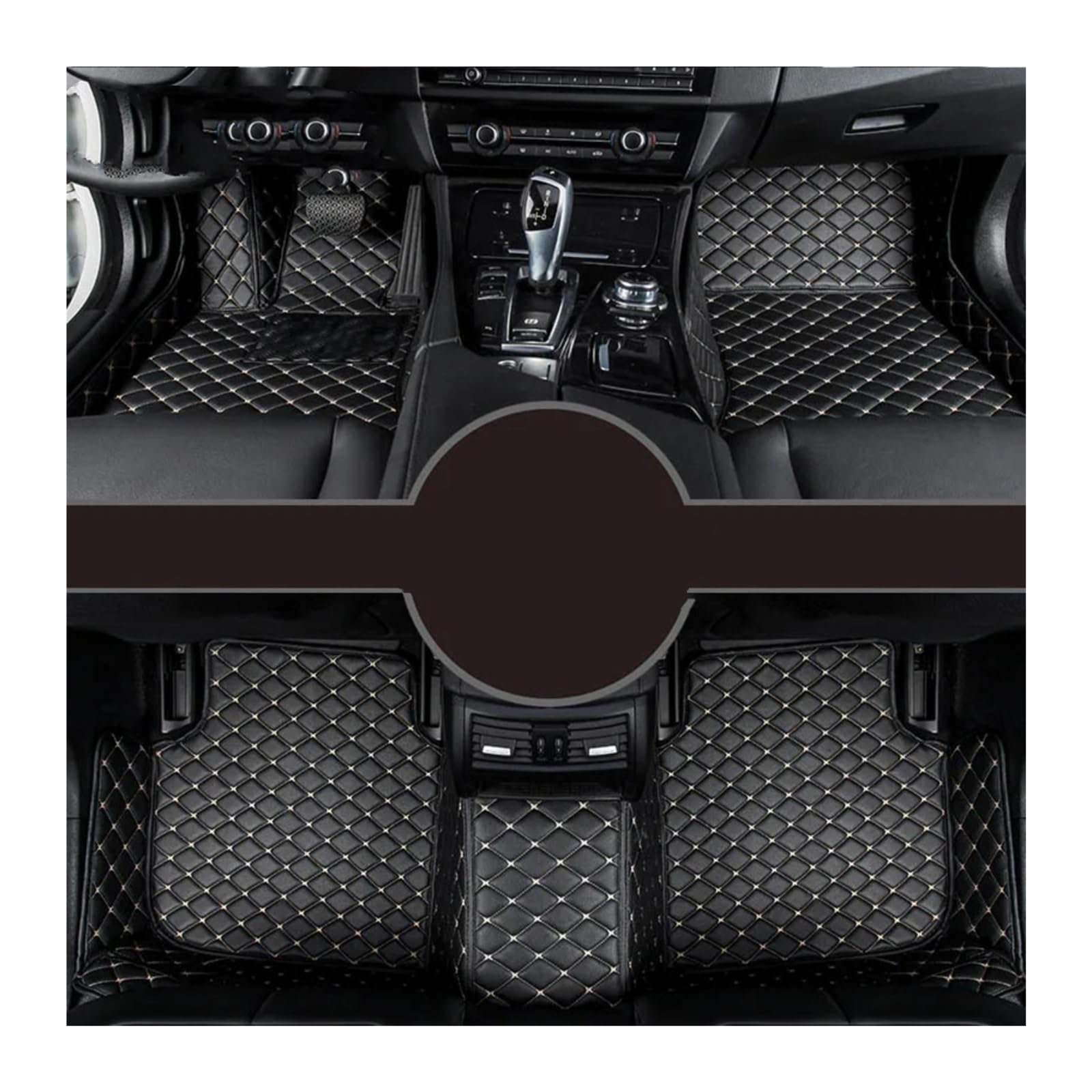 Fussmatten Auto Für X5 E53 E70 F15 G05 F85 F95 Auto Teppiche Fuß Coche Zubehör Custom Car Fußmatten Autoteppiche(Black Beige,2006-2013 E70) von Tkxvcejv