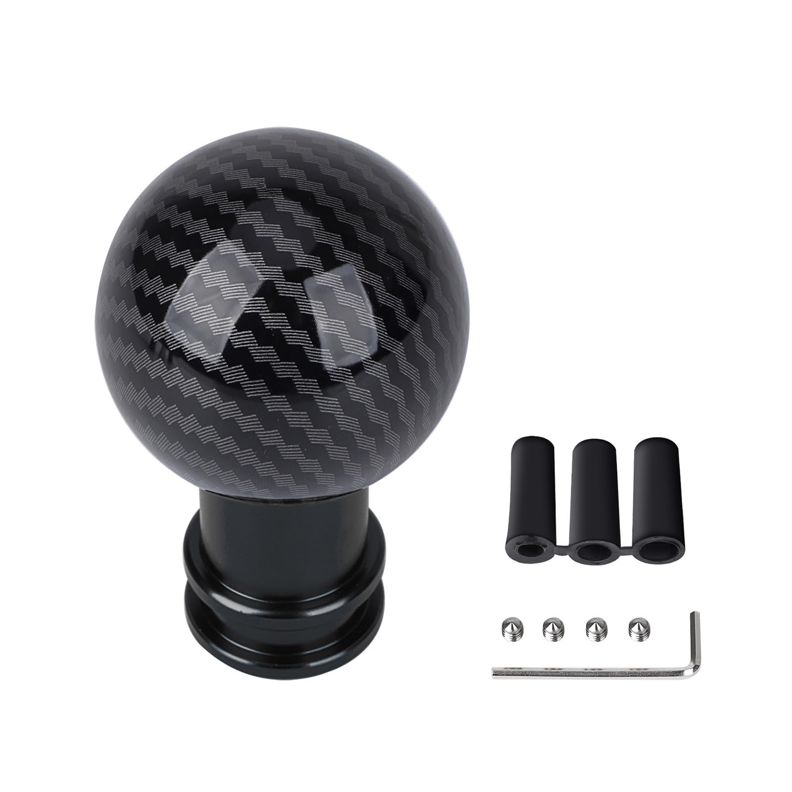 Schaltknauf Auto Manuelle Getriebe Shift Carbon Fiber Stick Kopf Knopf Aluminium Mit M8 M10 M12 Adapter Shifter Knauf Auto Getriebekopf(Schwarz) von Tkxvcejv