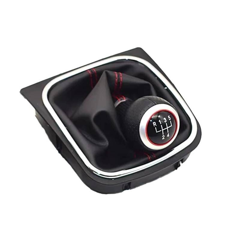 Schaltknauf Für VW Für Golf 5/6 MK5/6 Für Scirocco 2009 Für Octavia 5 6-Gang-Autoteile Schaltknauf Hebel Stick Pen Auto Getriebekopf(Red stitch 5) von Tkxvcejv
