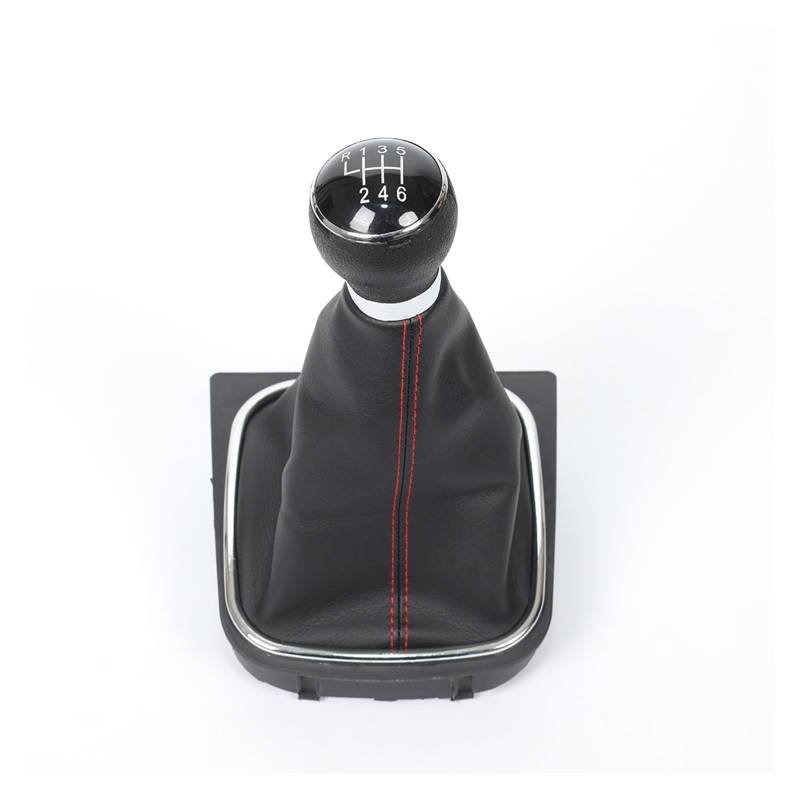 Schaltknauf Für VW Für Golf 5 V 6 VI MK5 MK6 Für Jetta 2005-2014 Schaltknauf Mit Leder Staub Boot Kragen Fall Auto Getriebekopf(Red 6 speed) von Tkxvcejv
