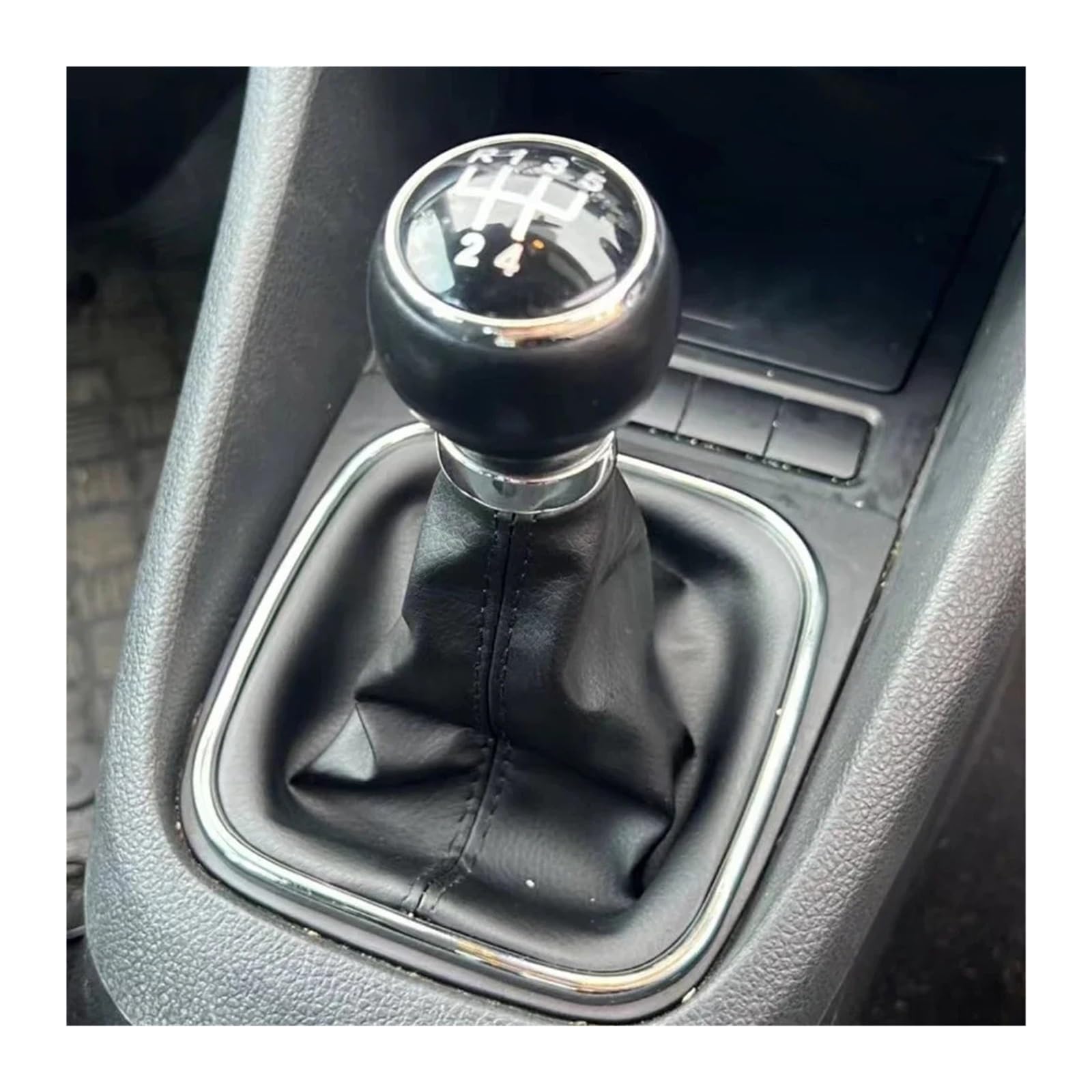 Schaltknauf Für VW Für Golf 5 V MK5 MK6 Für Jetta R32 2004-2014 5/6-Gang-Schalthebel Schaltknauf Mit Leder-Boot-Kragen-Etui Auto Getriebekopf(5 Speed Suit) von Tkxvcejv
