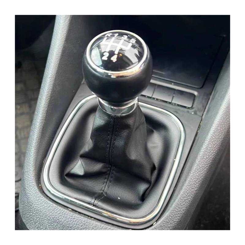 Schaltknauf Für VW Für Golf 5 V MK5 MK6 Für Jetta R32 2004-2014 5/6-Gang-Schalthebel Schaltknauf Mit Leder-Boot-Kragen-Etui Auto Getriebekopf(5 Speed Suit) von Tkxvcejv