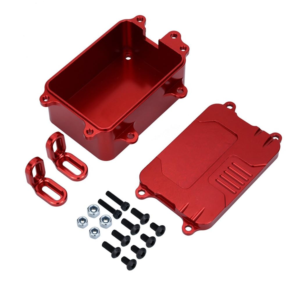 Tlilyy Metall Empfängerbox ESC Box Upgrade Ersatzteile Zubehör passend für SCX10 1/10 RC Kettenfahrzeug Rot von Tlilyy