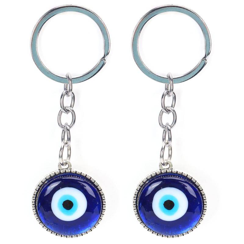 Tnfeeon 2Pcs Evil Eye Schlüsselanhänger, Türkisch Blue Eye Schmuck Lucky Eye Schlüsselanhänger Legierung Amulett Charm Anhänger für Glücksschutz von Tnfeeon