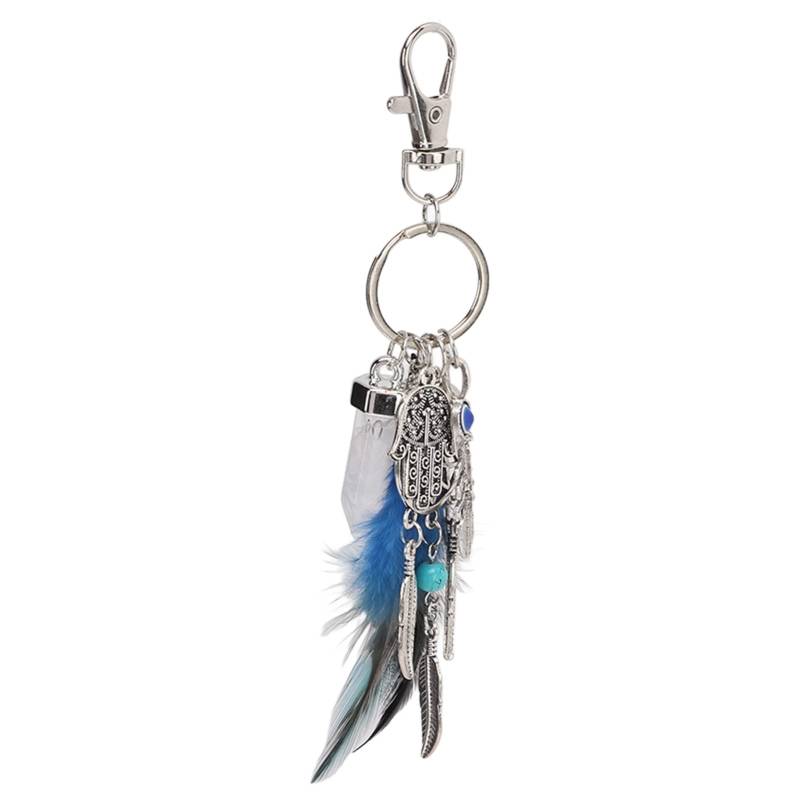 Dreamcatcher Schlüsselanhänger, Natur Türkis Edelstein Feder Palm Glück Schlüsselanhänger Tasche Hängering Ornamente Auto Anhänger von Tnfeeon