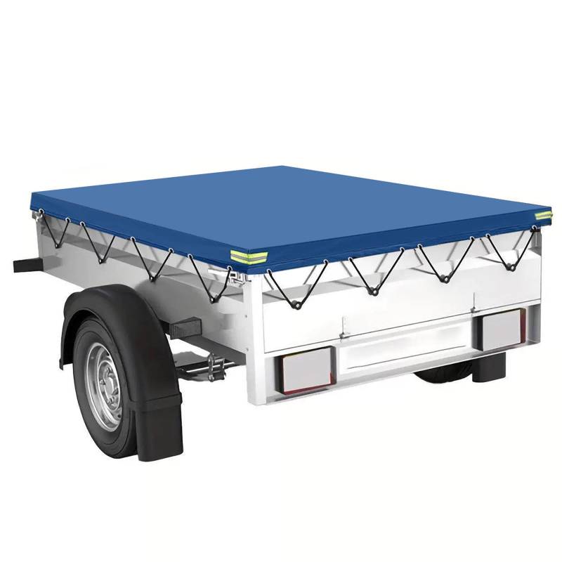 ToKinCen Anhänger Abdeckplane 208×114×13cm wasserfest Anhänger Plane Flachplane Abdeckung Blau 420D Oxford Material Geeignet Wind- und Sonnenschutz - PKW Hänger 750 kg von ToKinCen