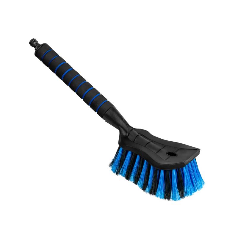 ToM PaR Auto Waschbürste I Wasser bürste mit Schlauchanschluss I Autowaschbürste mit Wasseranschluss I Dicht angeordnete Borsten I Komfortabler Griff I Länge: 44 cm I Blau von ToM PaR