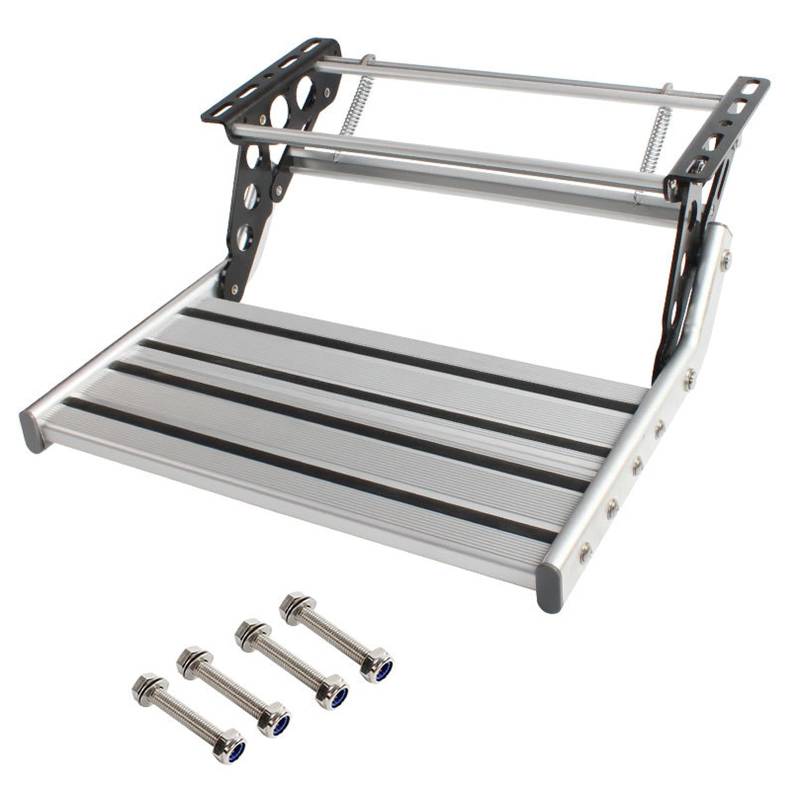 Tokenhigh Aluminium Wohnmobil Trittstufen Klappbar, Wohnmobil Wohnwagen Ausziehbare Herunterklappbare Leiter Trittstufe, Wohnwagenleiter für Reiseanhänger/LKW von Tokenhigh