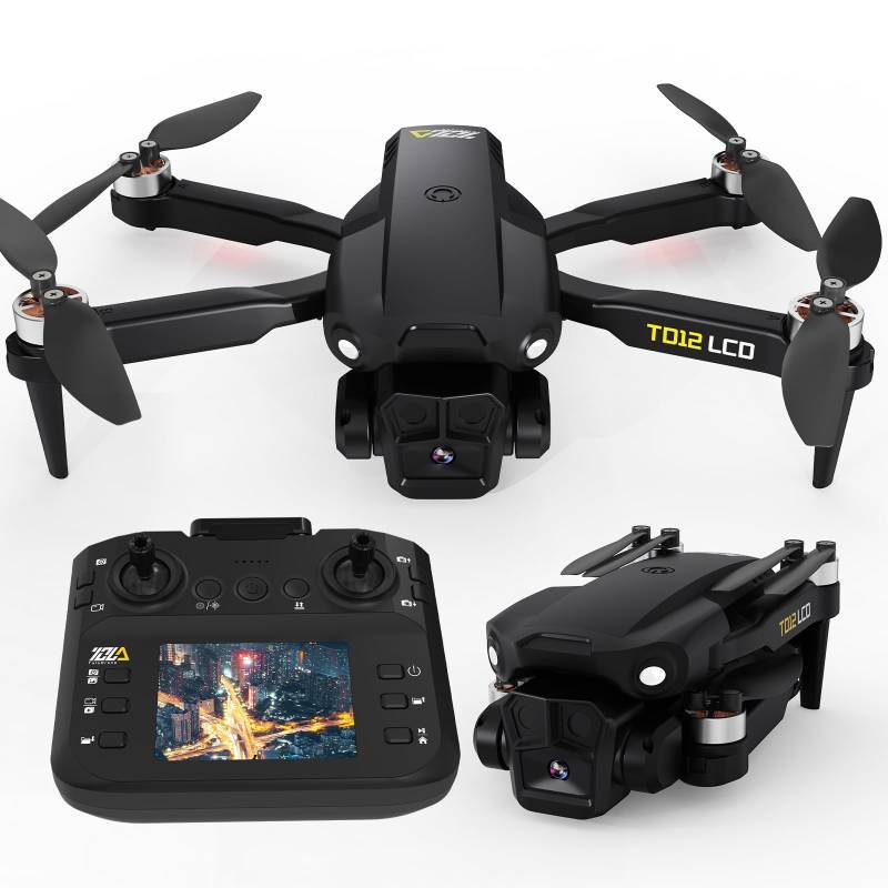 Toladrone TD12LCD Drohne mit Kamera Drone mit LCD-Bildschirm Fernsteuerung Bürstenlos Motor Dron Optische Flusspositionierung Drohnen für Kinder RC Quadcopter für Erwachsene von Toladrone