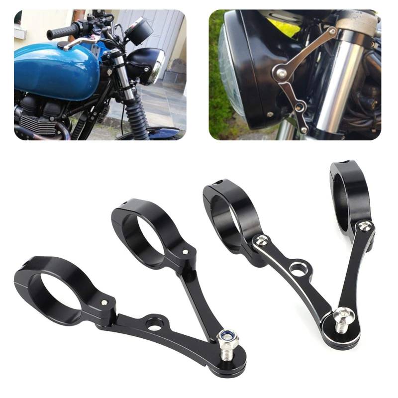 Tomantery Gabelrohr Motorrad Scheinwerferhalterung Silber Einstellbar für Motorrad Motorradzubehör(black) von Tomantery