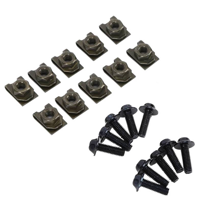 10 Stück M5 Motorrad Verkleidungsschrauben, 5 X 16 mm Motorrad Verkleidungs-Clip Mutter Befestigungsclips Schraubenfedermuttern für Motorräder Fahrräder(Schwarz) von Tomotato