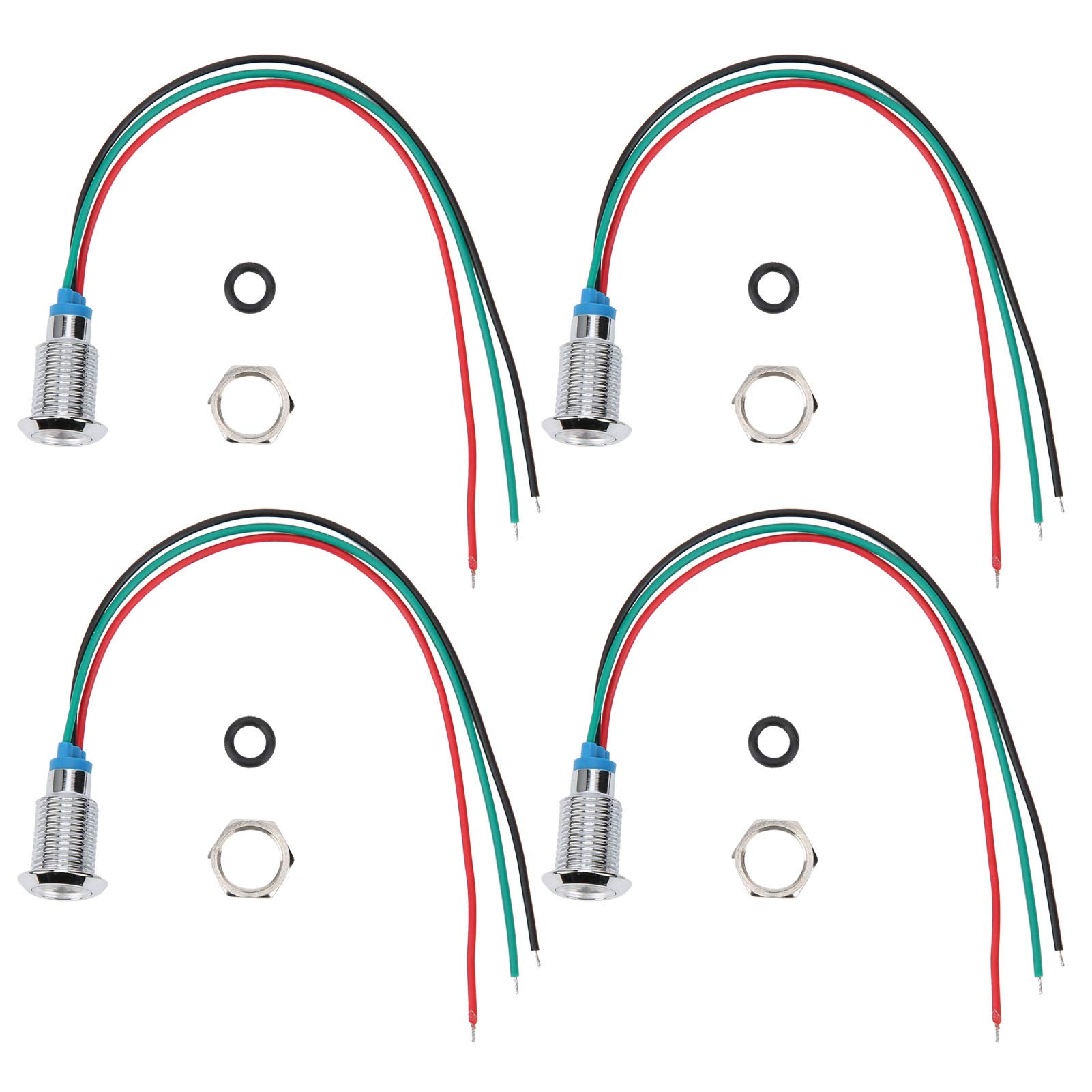 4 Sätze LED Anzeigeleuchte, 3-6V 10mm Vorverdrahtete 2 Farben Allgemeine Anoden Runde LEDs Metall Wasserdichte Signallampe (Rotgrün) von Tomotato