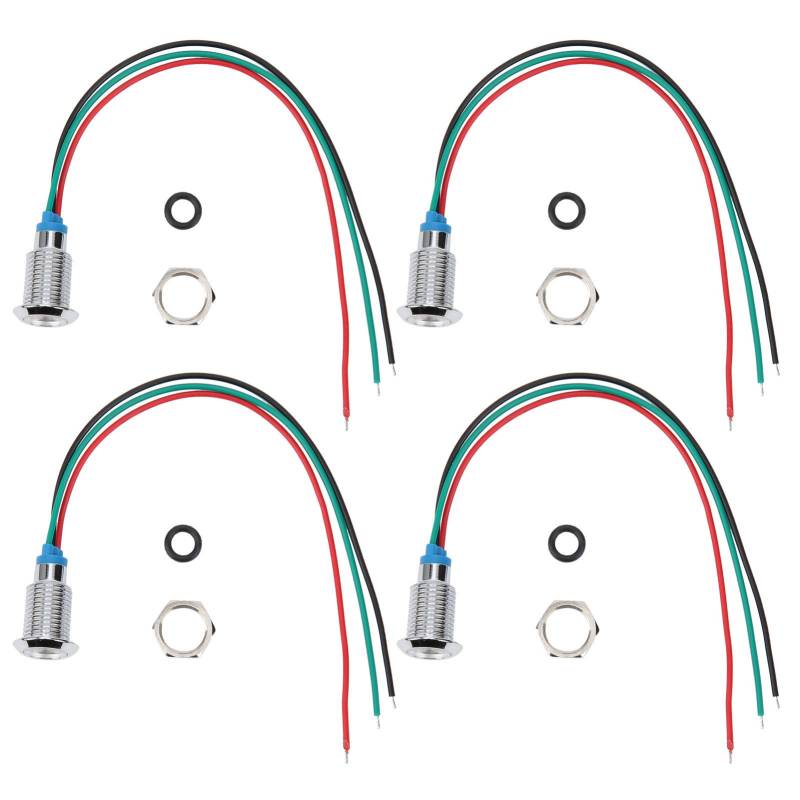 4 Sätze LED Anzeigeleuchte, 3-6V 10mm Vorverdrahtete 2 Farben Allgemeine Anoden Runde LEDs Metall Wasserdichte Signallampe (Rotgrün) von Tomotato