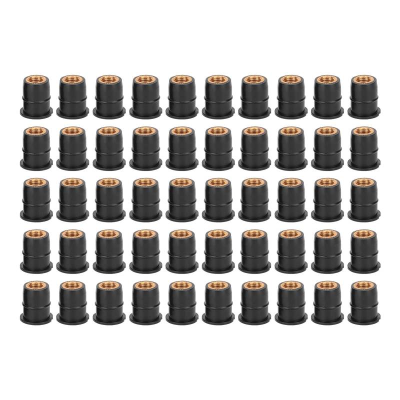 50 Stück M6 Gummi Wellmuttern, M6 x 0,8mm Motorrad Windschutzscheiben Befestigungsmutter M6 Well Muttern Verkleidungsbefestigungen Motorradzubehör von Tomotato
