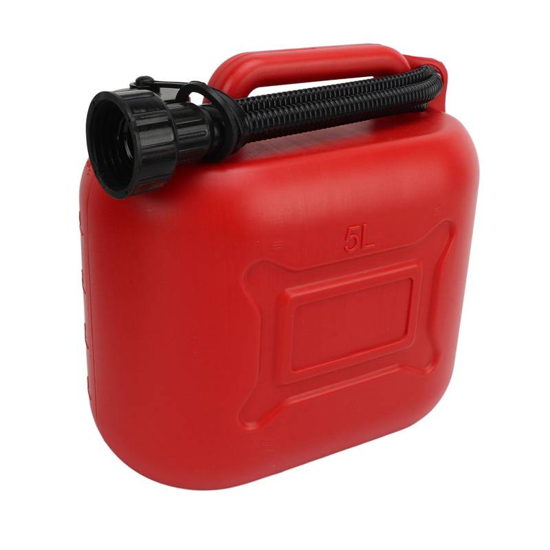 Benzinkanister, 5L 1,3 Gallonen ABS Benzinbehälter Roter Tragbarer Kraftstofftank mit 27cm Langem Auslassrohr von Tomotato