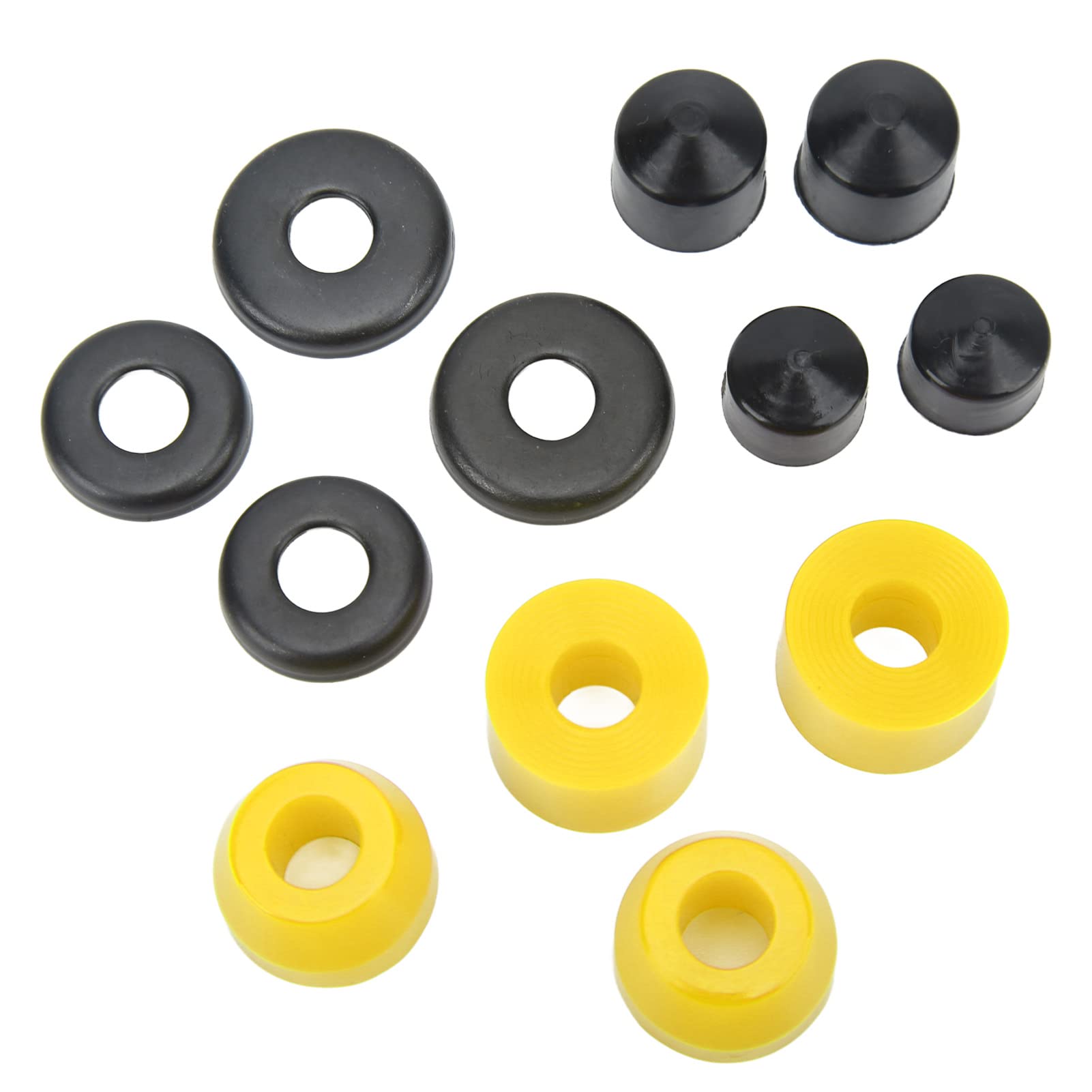 Tomotato Skateboard Buchsen Set, 12 teilige PU-Dämpfung 90A Skateboard Skateboard Buchsen Dämpfungsset für 4 Rad Skateboard, Double Rocker(Gelb) von Tomotato