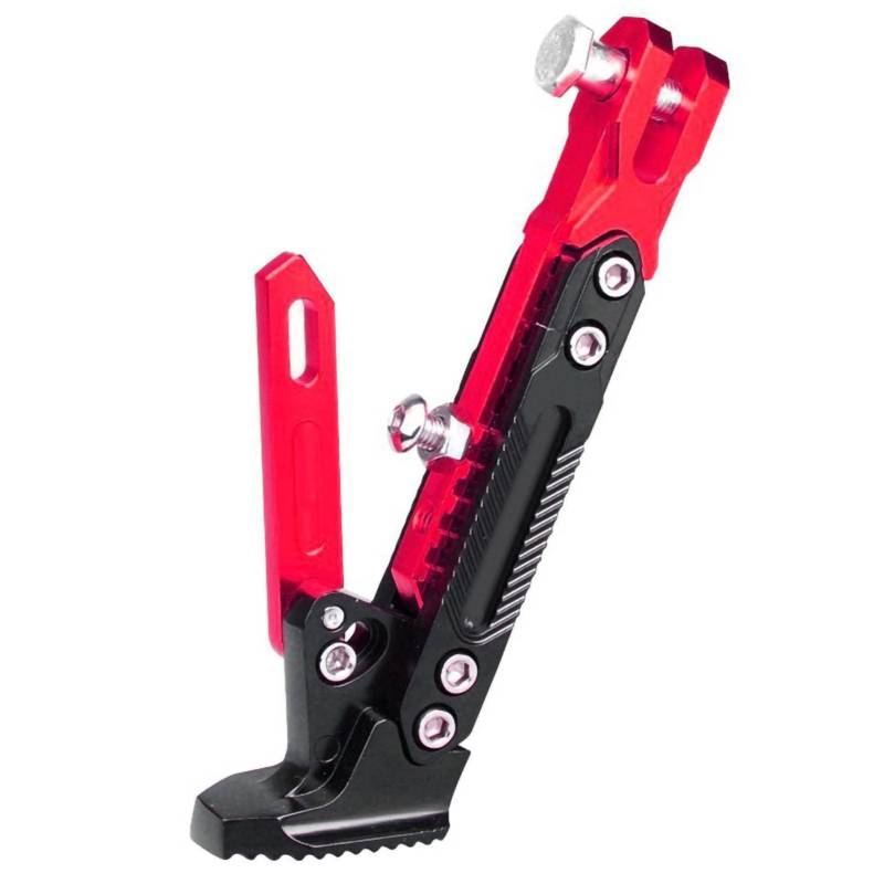 Tomotato Universal Motorrad Seitenständer, Metall rutschfeste Motorrad Kickstand Verstellbare Fußstütze Parkbein Ständer für Motorroller, Elektrofahrräder(Rot) von Tomotato